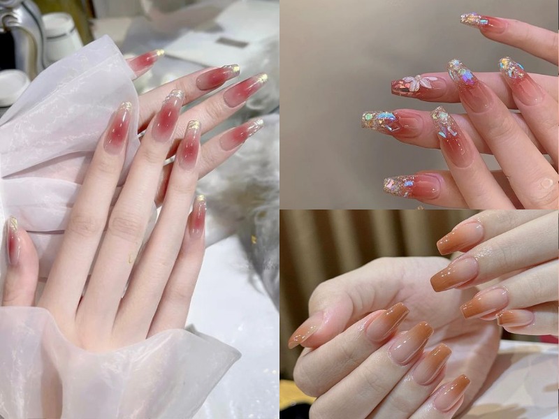 Mẫu nail chụp hình cưới ombre độc đáo