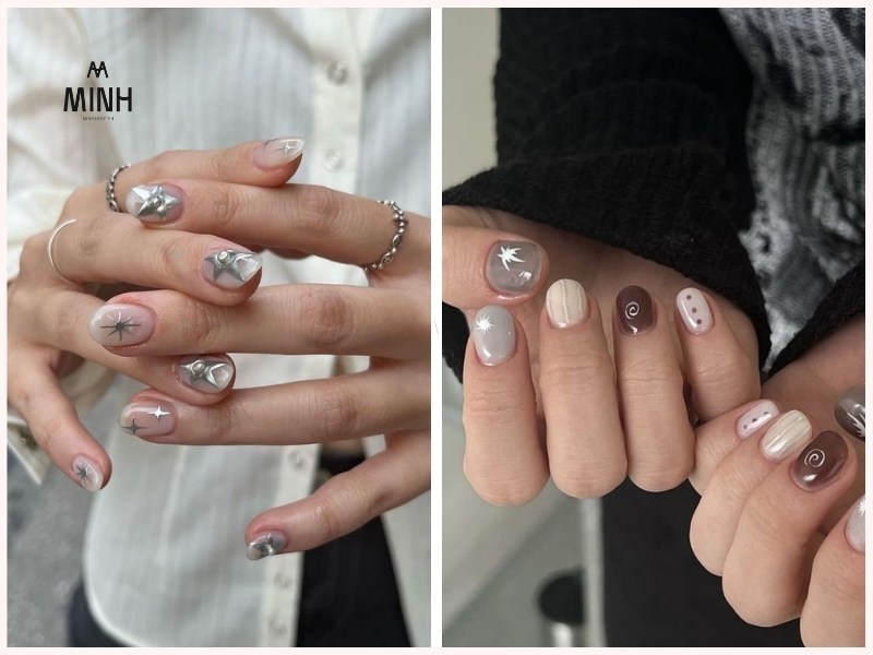 Mẫu nail đơn giản cho móng ngắn hợp da ngăm