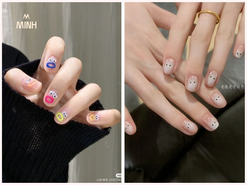 Mẫu nail đơn giản cho móng ngắn họa tiết động vật