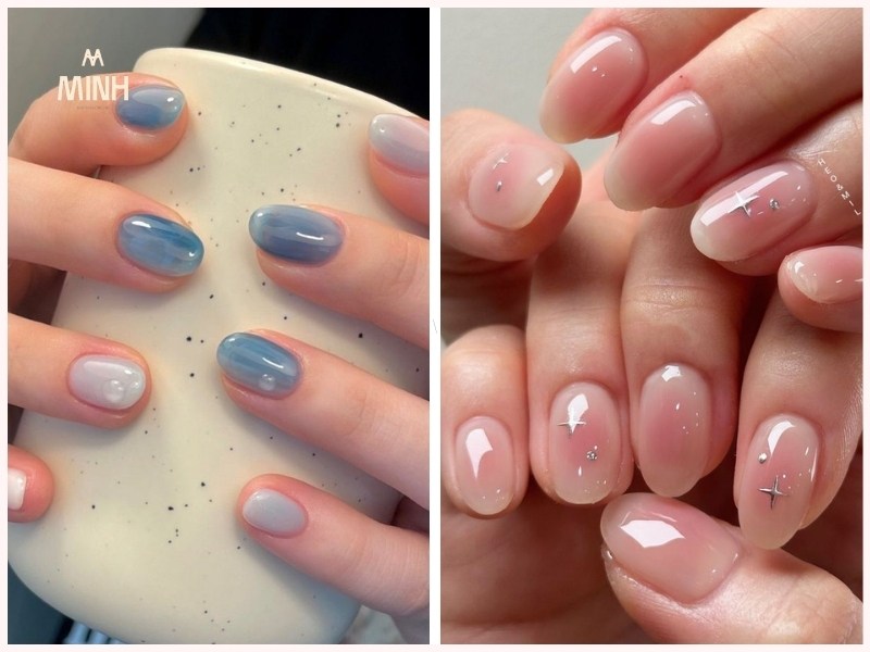 Mẫu nail móng ngắn sơn thạch ngọt ngào