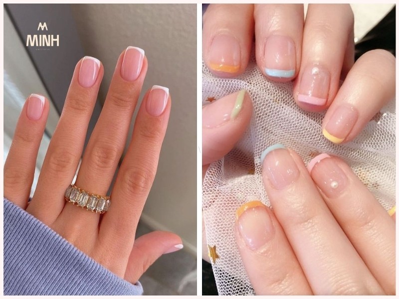 Mẫu nail đơn giản cho móng ngắn vẽ đầu móng