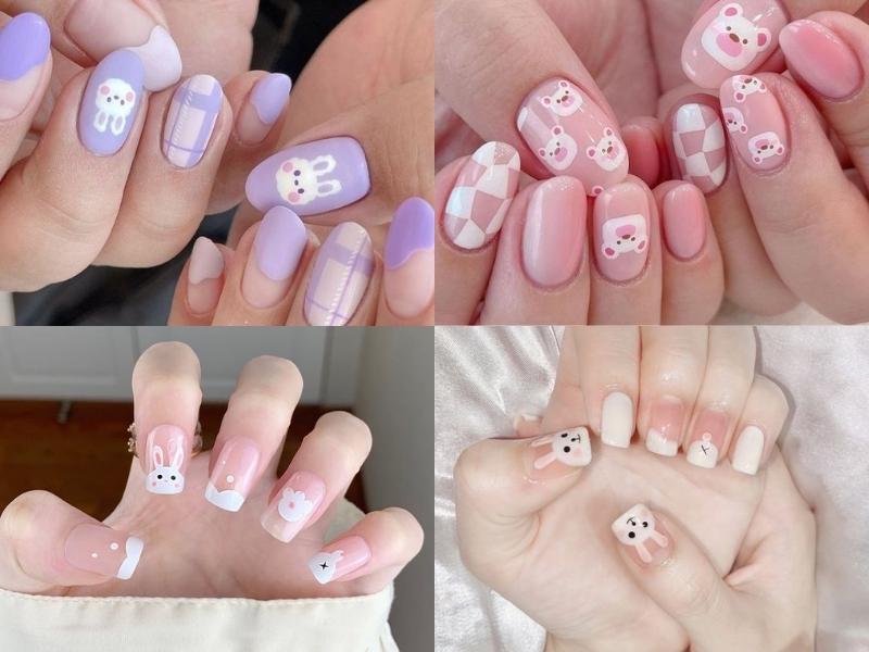 nail hàn quốc họa tiết con vật cute