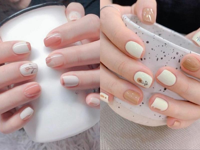Kiểu nail vẽ hoa lá nghệ thuật một đường
