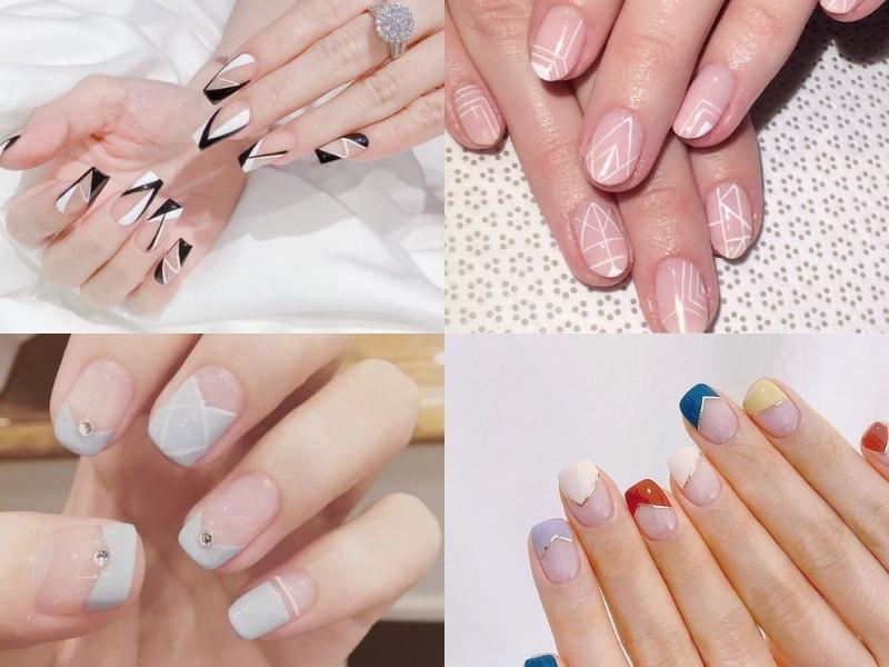 nail hàn quốc họa tiết hình khối