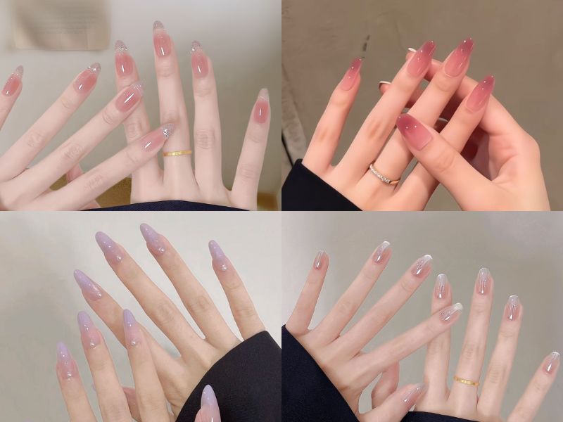 nail sơn thạch trong suốt hồng