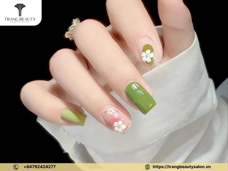 Móng dài vuông họa tiết hoa quả ấn tượng