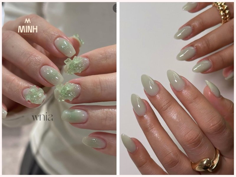 Nail thạch màu xanh lá