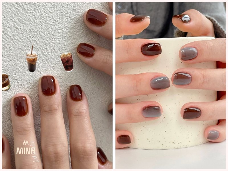Nail thạch màu nâu