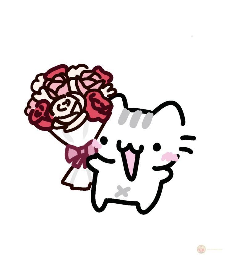 Meme con mèo tặng hoa