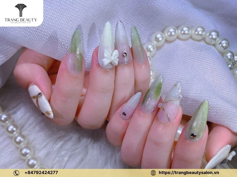 Nail xanh bơ mờ