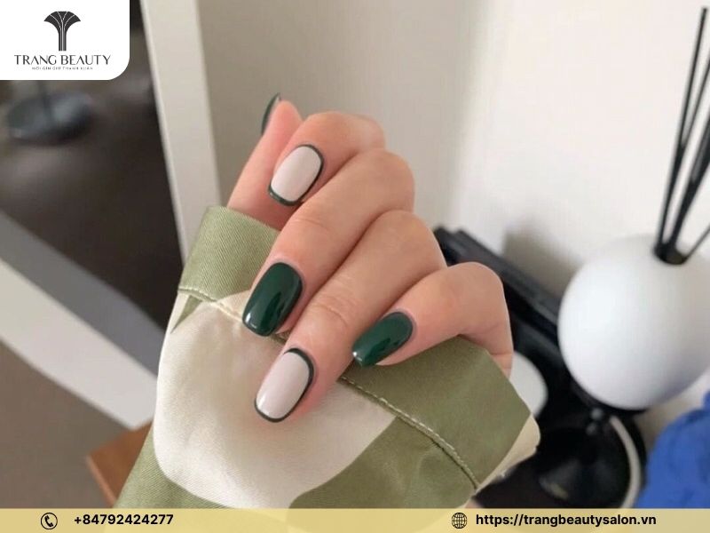 Mẫu nail màu xanh bơ sơn loang