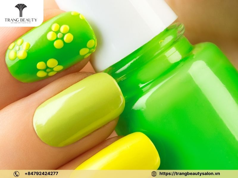 Nail xanh bơ phối màu sắc