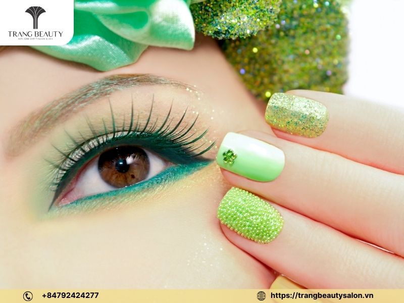 Nail xanh bơ phối màu sắc