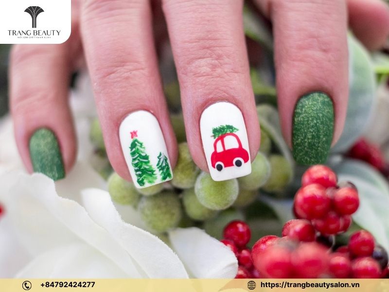 Nail xanh bơ phối kim tuyến