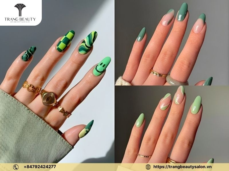 Mẫu móng xanh bơ phối caro