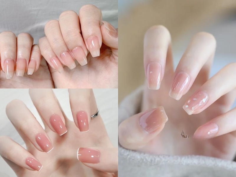 mẫu nail màu hồng thạch sơn gel