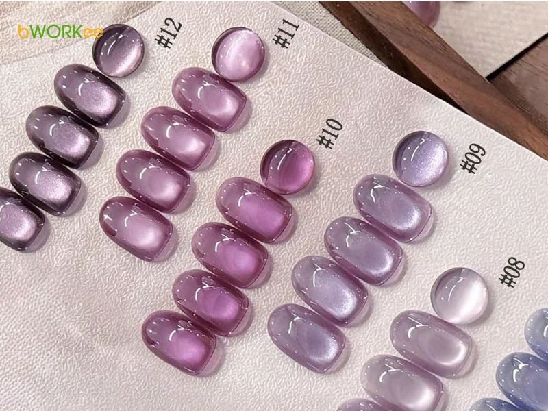 Nail màu tím mắt mèo