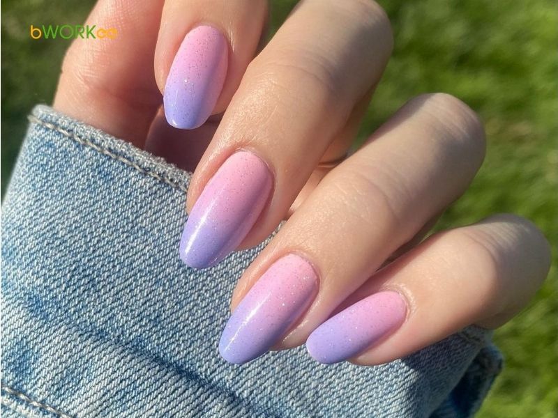 Nail màu tím xinh ombre