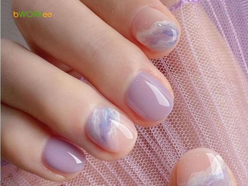 Nail màu tím loang