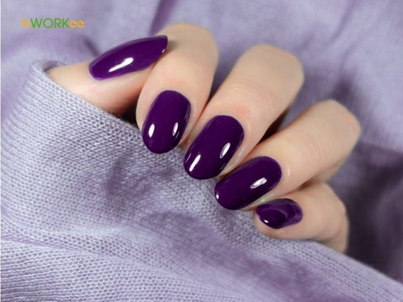 Nail màu tím đậm/tím than