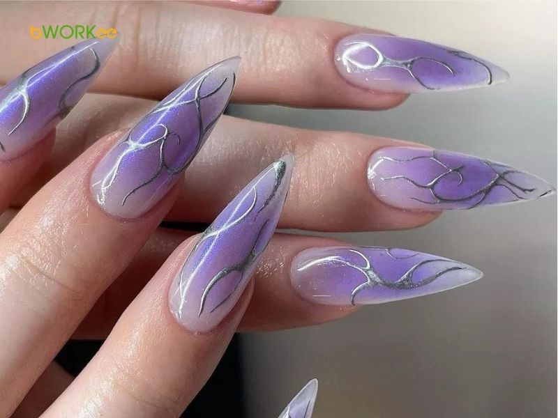 Mẫu nail màu tím đi chơi, dự tiệc