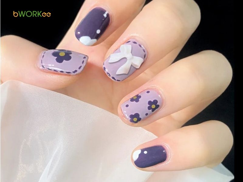 Nail màu tím đậm/tím than