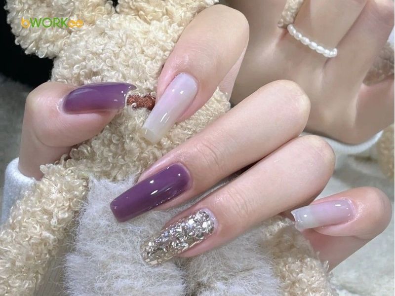 Mẫu nail màu tím đi chơi, dự tiệc