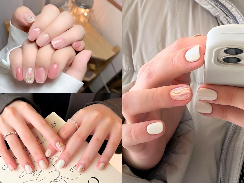 Nail ngắn kiểu tiểu thư sang chảnh cho nàng yêu kiều. (Nguồn: Elegant - Pinterest)