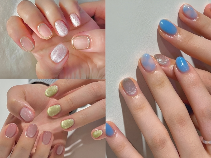 Nail ngắn phủ kim tuyến sáng bóng. (Nguồn: quiss - Pinterest)