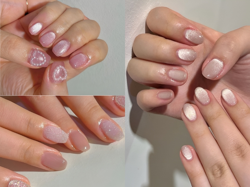 Nail ngắn phủ kim tuyến sáng bóng cực kỳ sang trọng. (Nguồn: quiss - Pinterest)