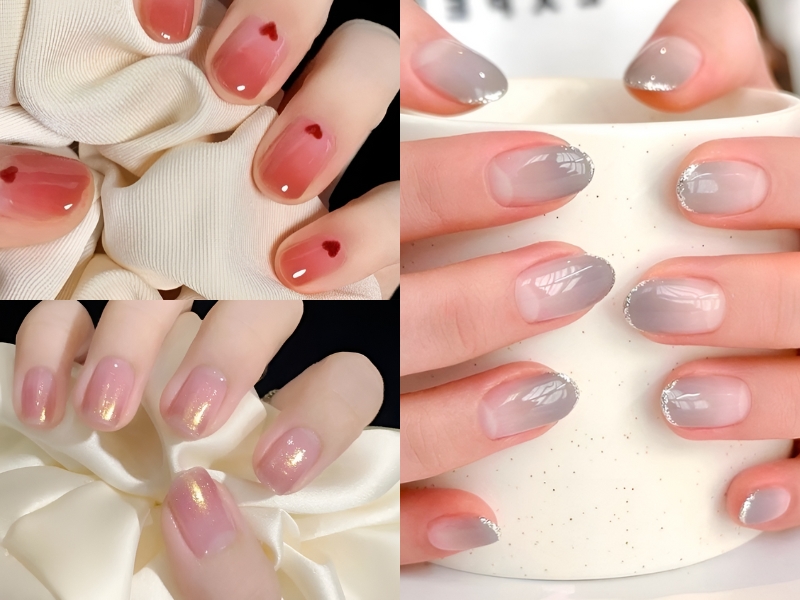 Nail ngắn ombre đơn giản cho nàng thích lấp lánh. (Nguồn: Moonnnnn_1712 - Pinterest)