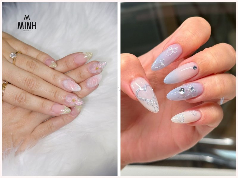Mẫu nail sơn thạch đẹp phối mắt mèo
