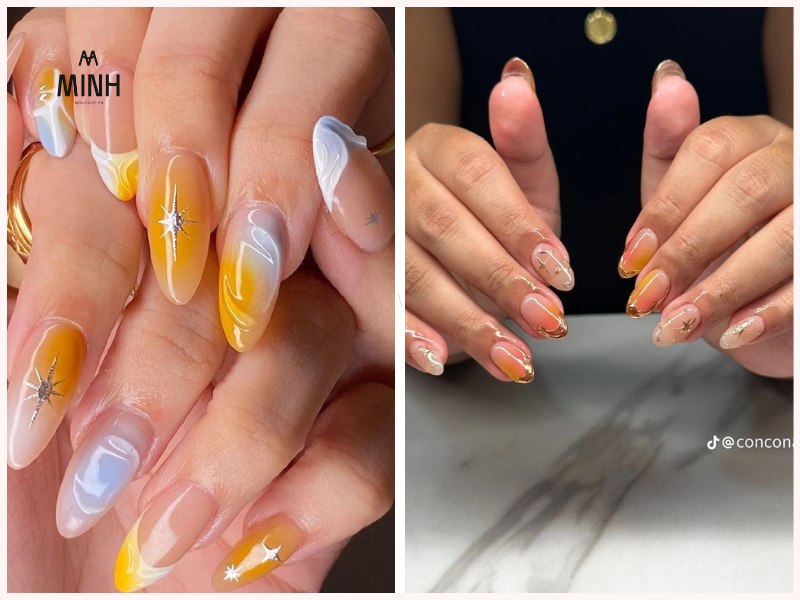 Nail sơn thạch màu cam