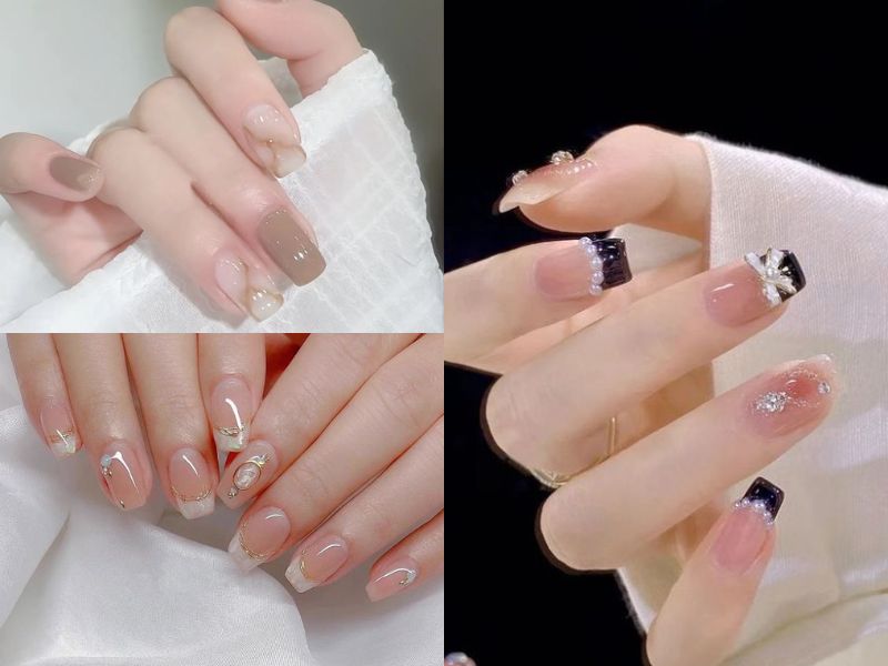 Mẫu móng vuông tone nude (Nguồn: Gweeen - Pinterest)