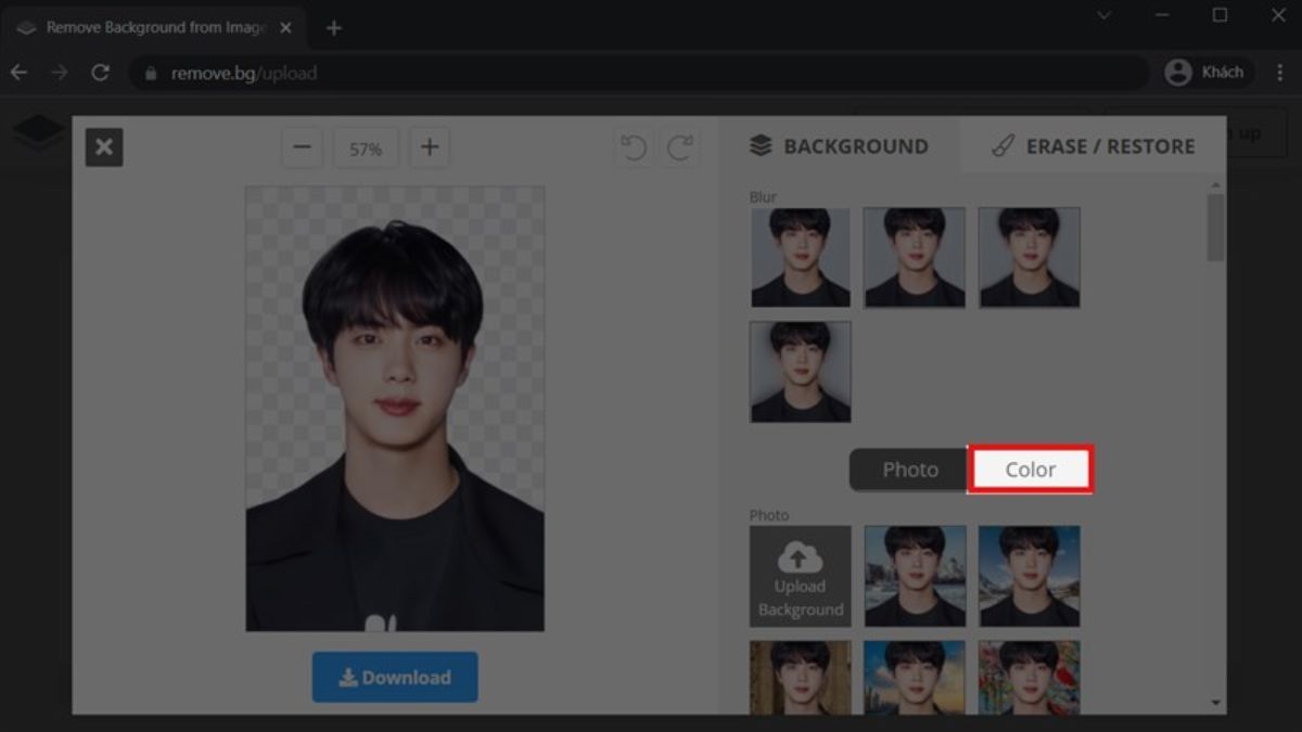 Ghép nền xanh, trắng ảnh thẻ trên máy tính bước 4