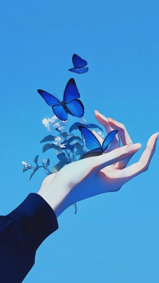 Hình nền màu xanh dương đậm, suy tư