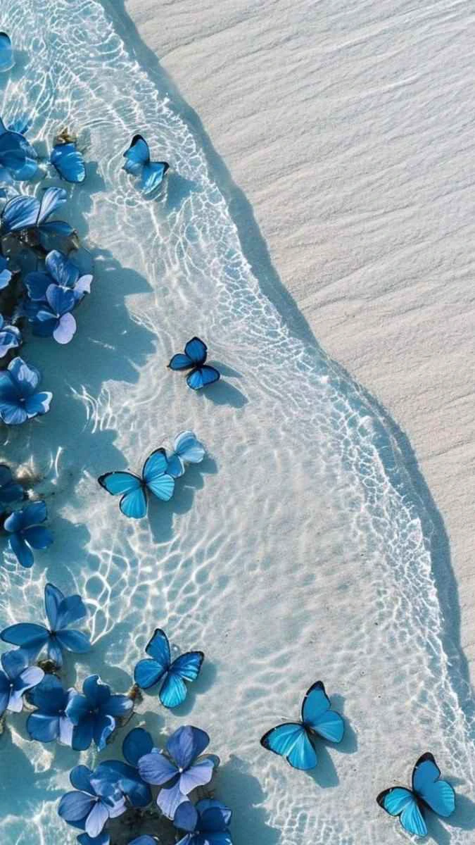 Hình nền màu xanh dương phong cảnh nên thơ