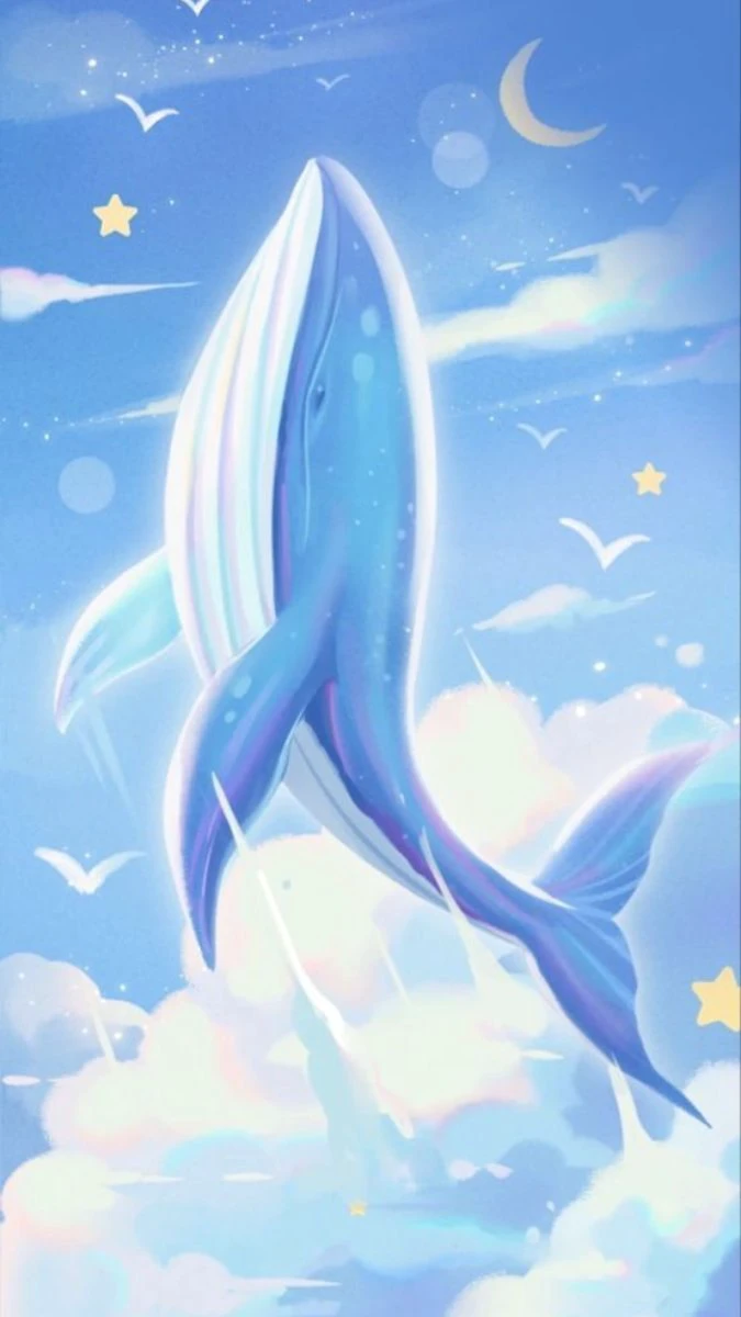 Hình nền màu xanh dương chú cá voi