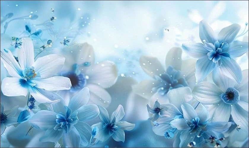 Vườn hoa màu xanh dương bắt mắt