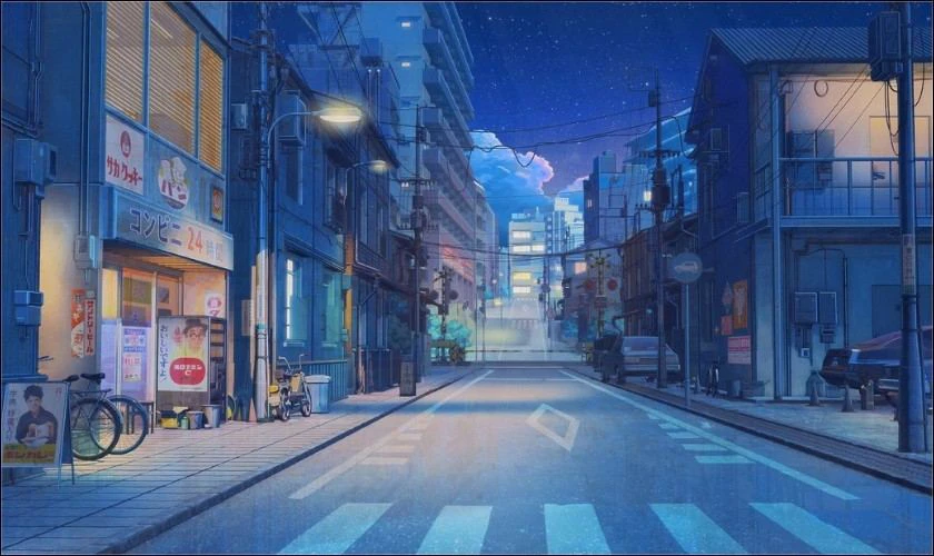 Hình nền màu xanh dương anime yên tính