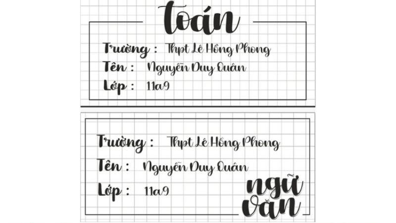 Mẫu nhãn vở đẹp trên Word, Excel cho Giáo viên, học sinh