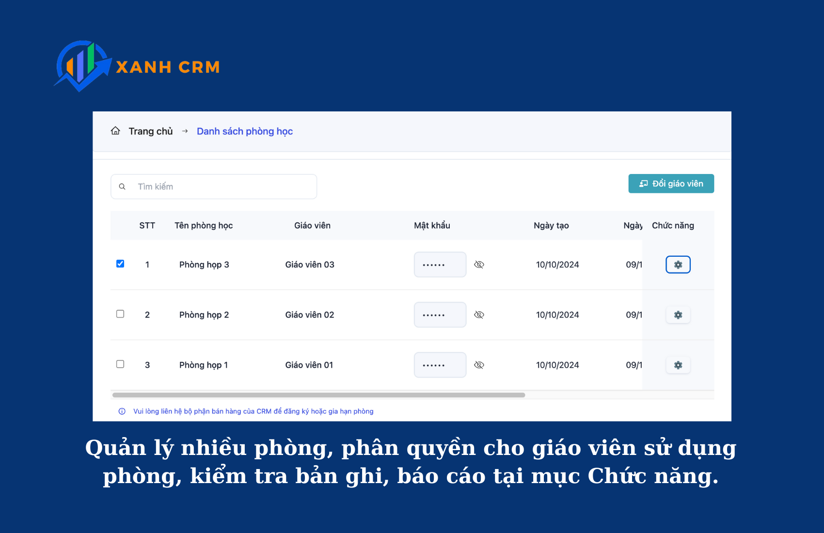 Quản lý phòng họp trong Xanh Meeting