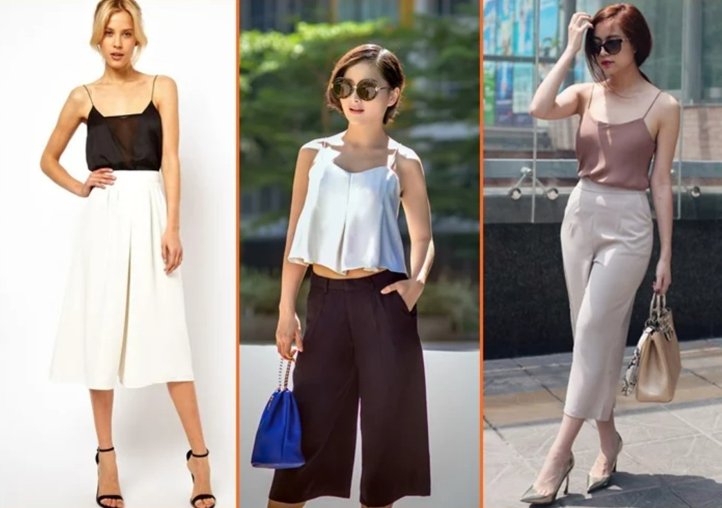 Áo sát nách phối cùng với quần ống rộng