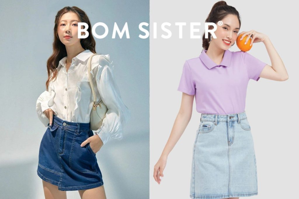 Áo sơ mi/ áo polo kết hợp với chân váy jean dáng ngắn