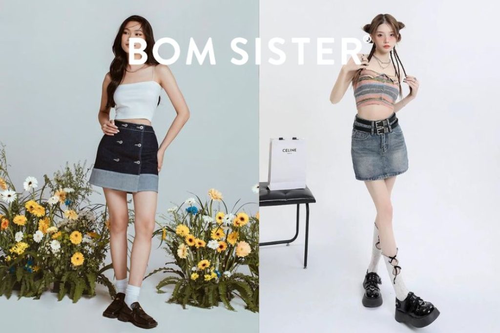 Áo 2 dây kết hợp với chân váy jean dáng ngắn