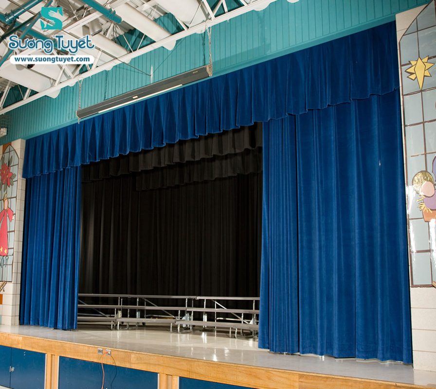 Phông Màn Rèm Hội Trường Sân Khấu Màu Xanh Lá Cây