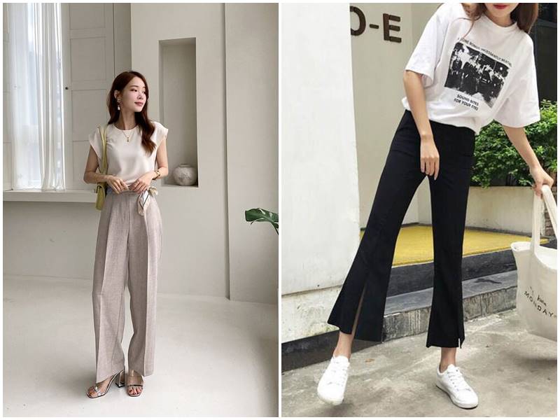 phối đồ với quần ống loe với áo cánh