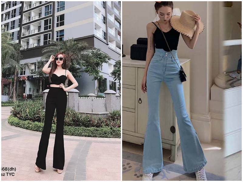 quần ông loe với áo hai dây