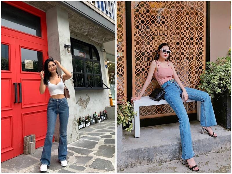 quần ông loe phối áo hai dây