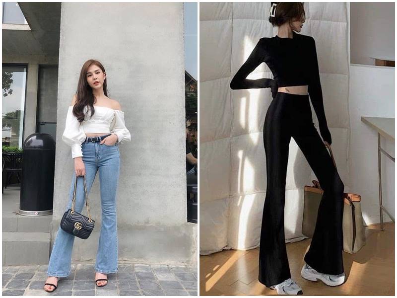 quần ông loe phối áo croptop